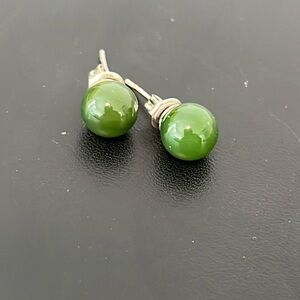 Dark Jade Green Ball with studs silver post